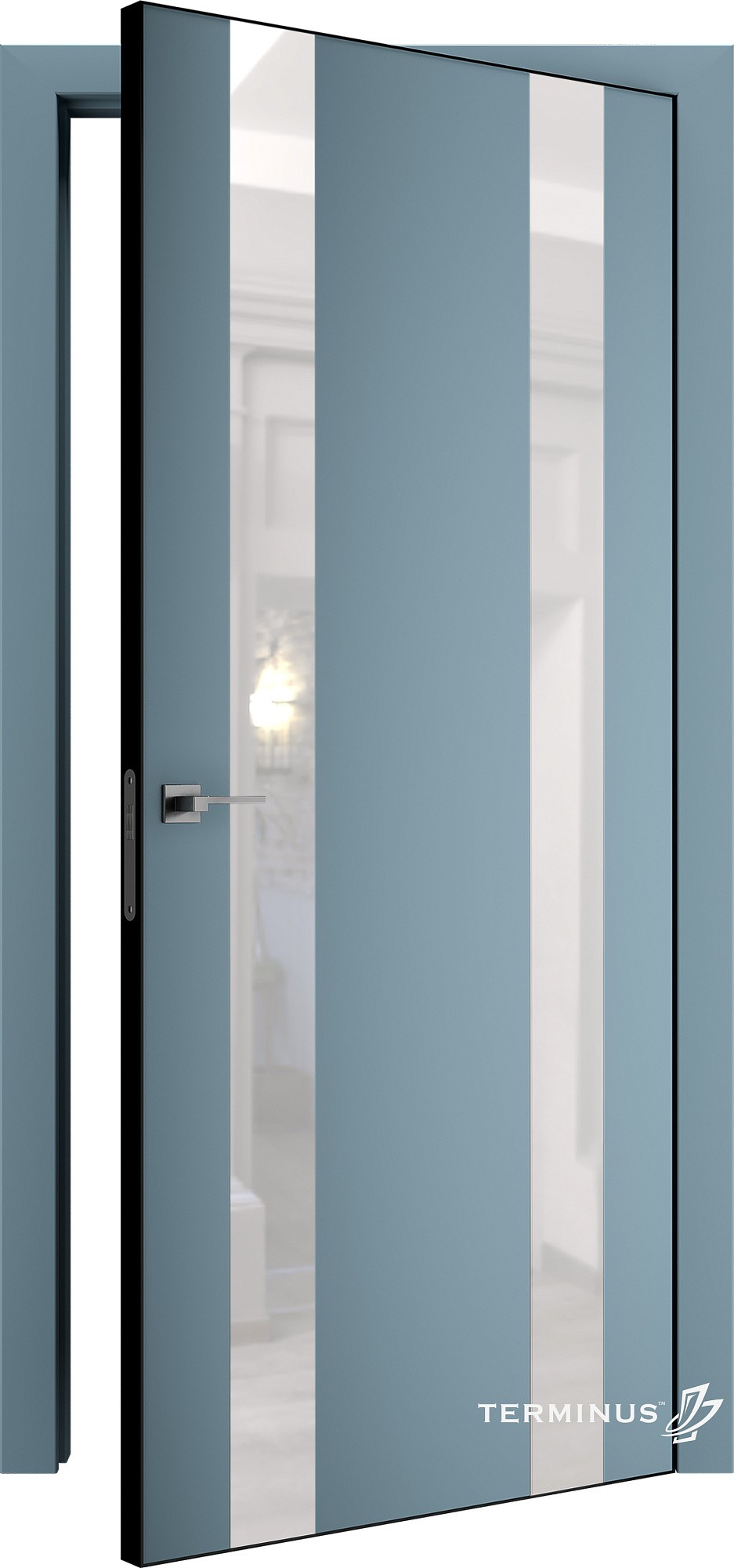 Двері модель 811 Аквамарин (планілак білий) №1