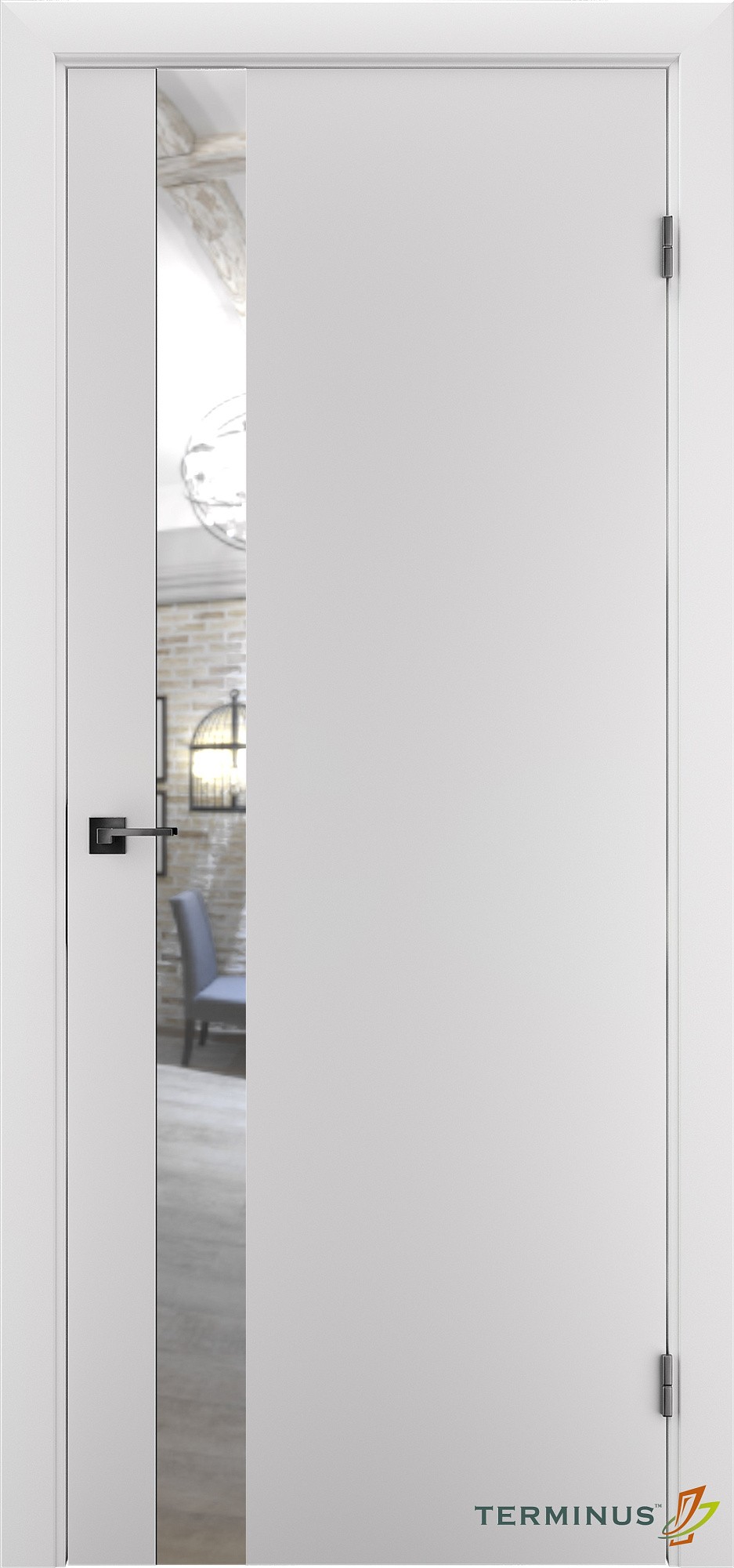 Двери модель 802 Белые (зеркало серебро)