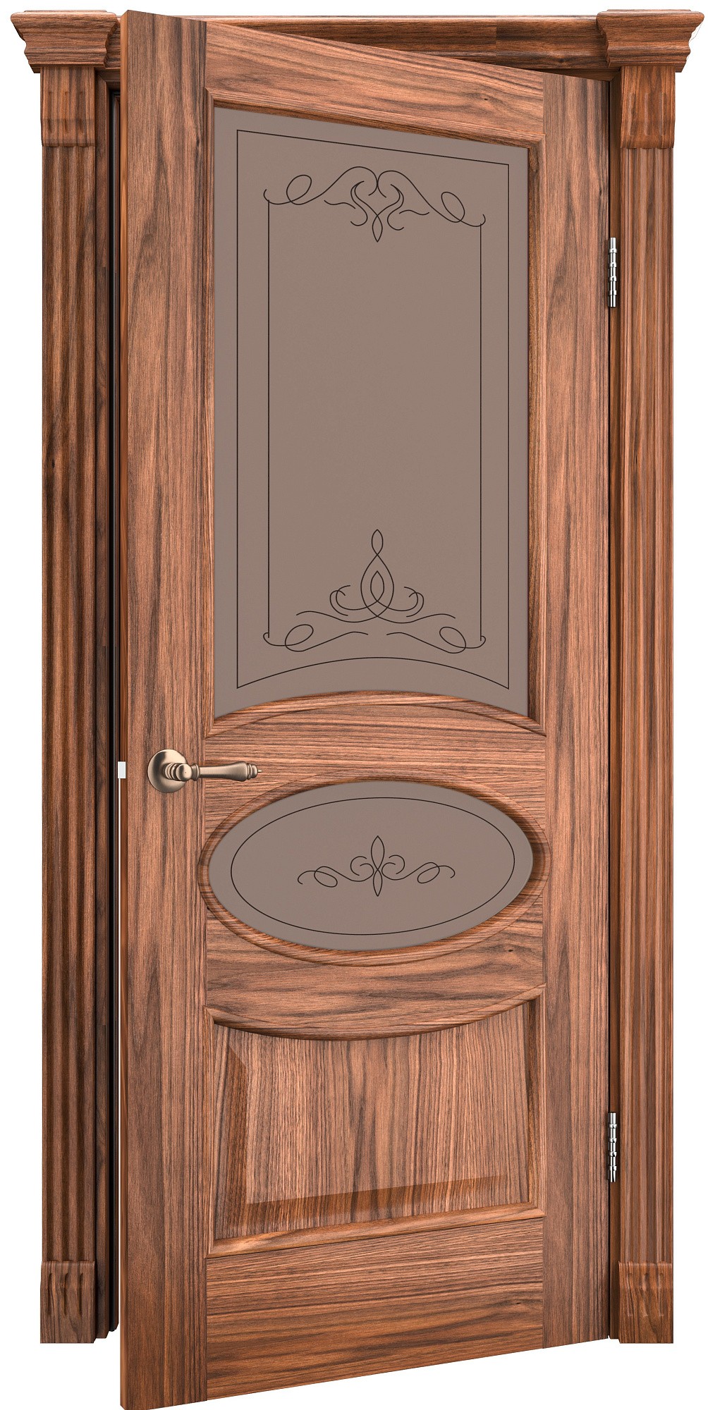 Двери модель 55 Орех американский (остекленная №03) №1