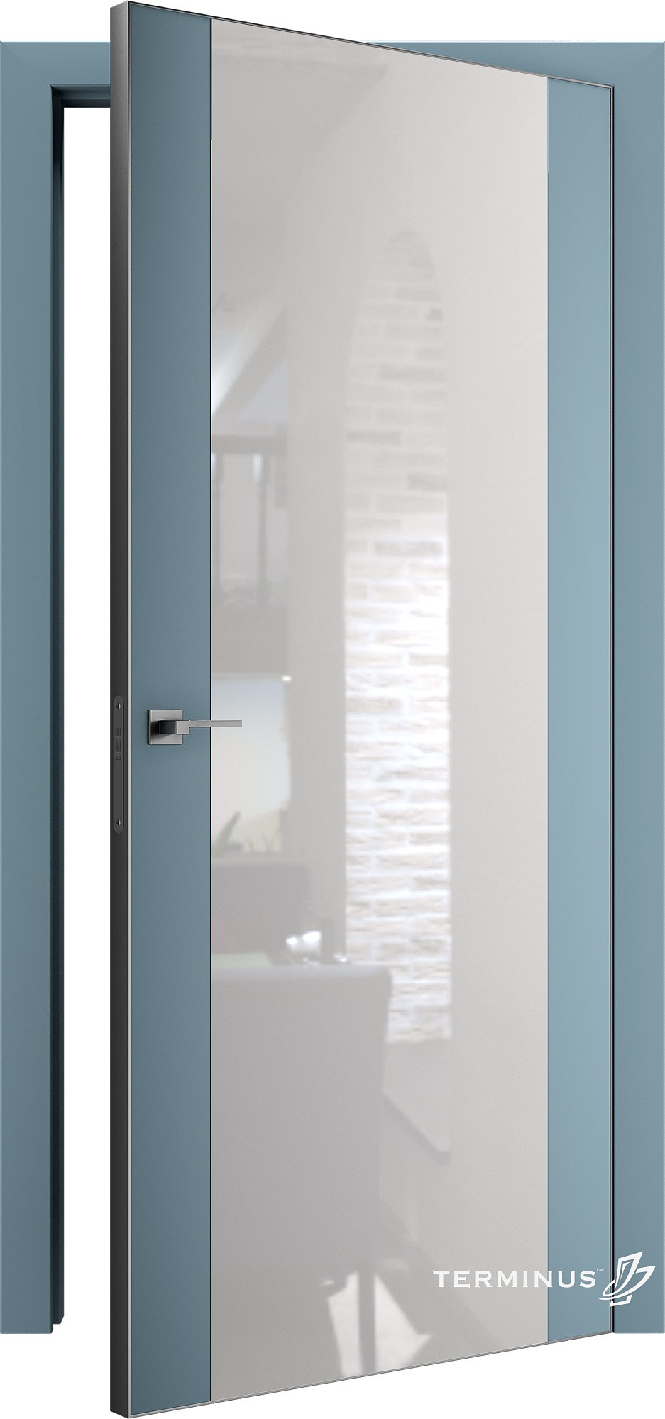 Двері модель 808 Аквамарин (планілак білий) №1