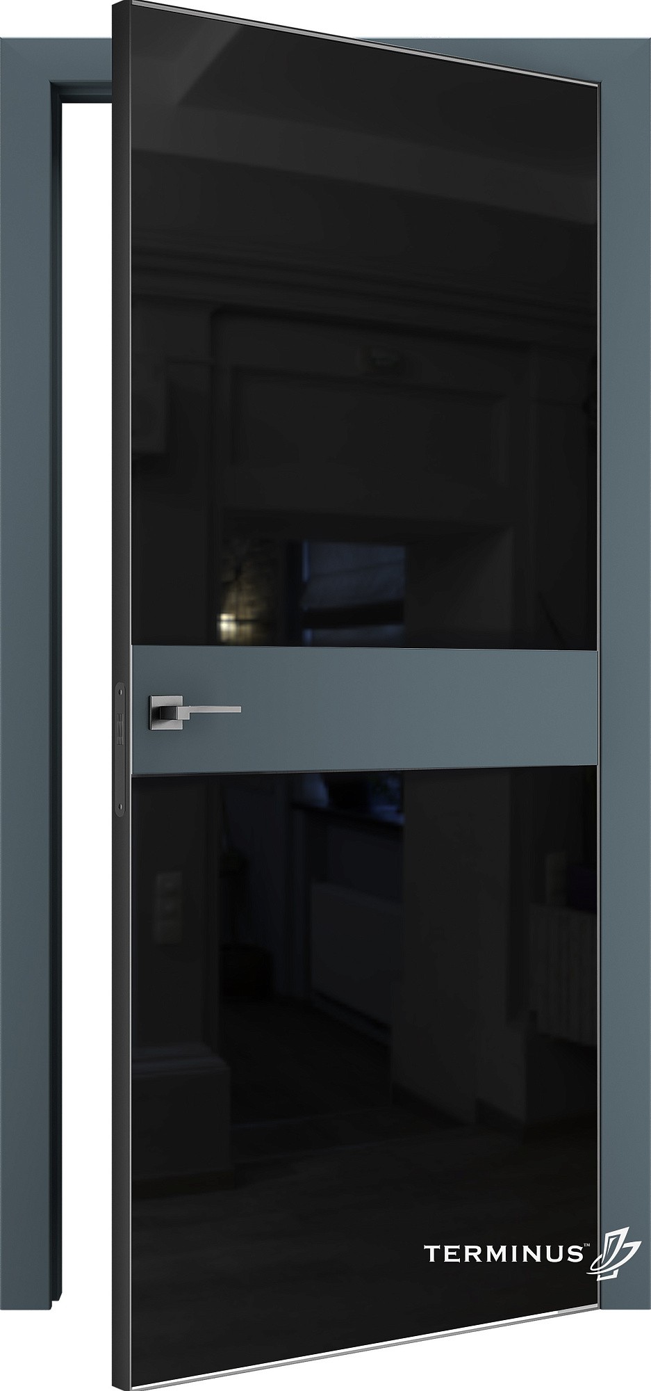 Двері модель 805 Малахіт (планілак чорний) №1
