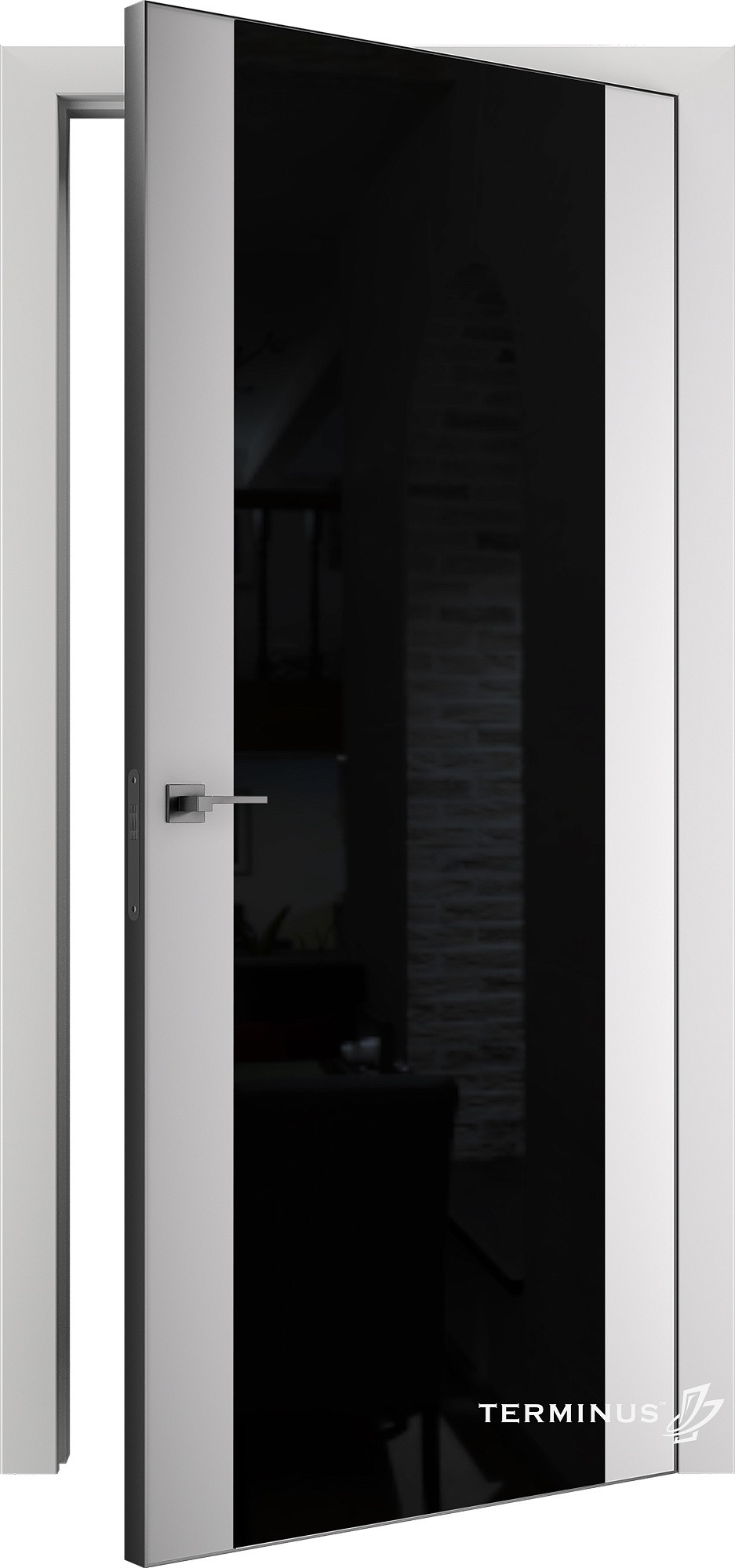 Двері модель 808 Білі (планілак чорний) №1