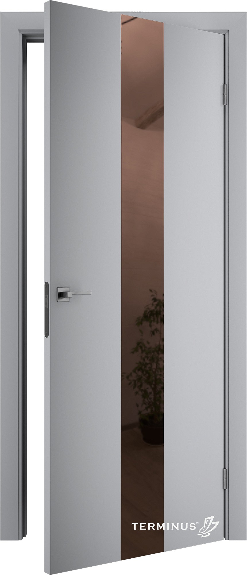 Двери модель 804 Серые (зеркало бронза) №1
