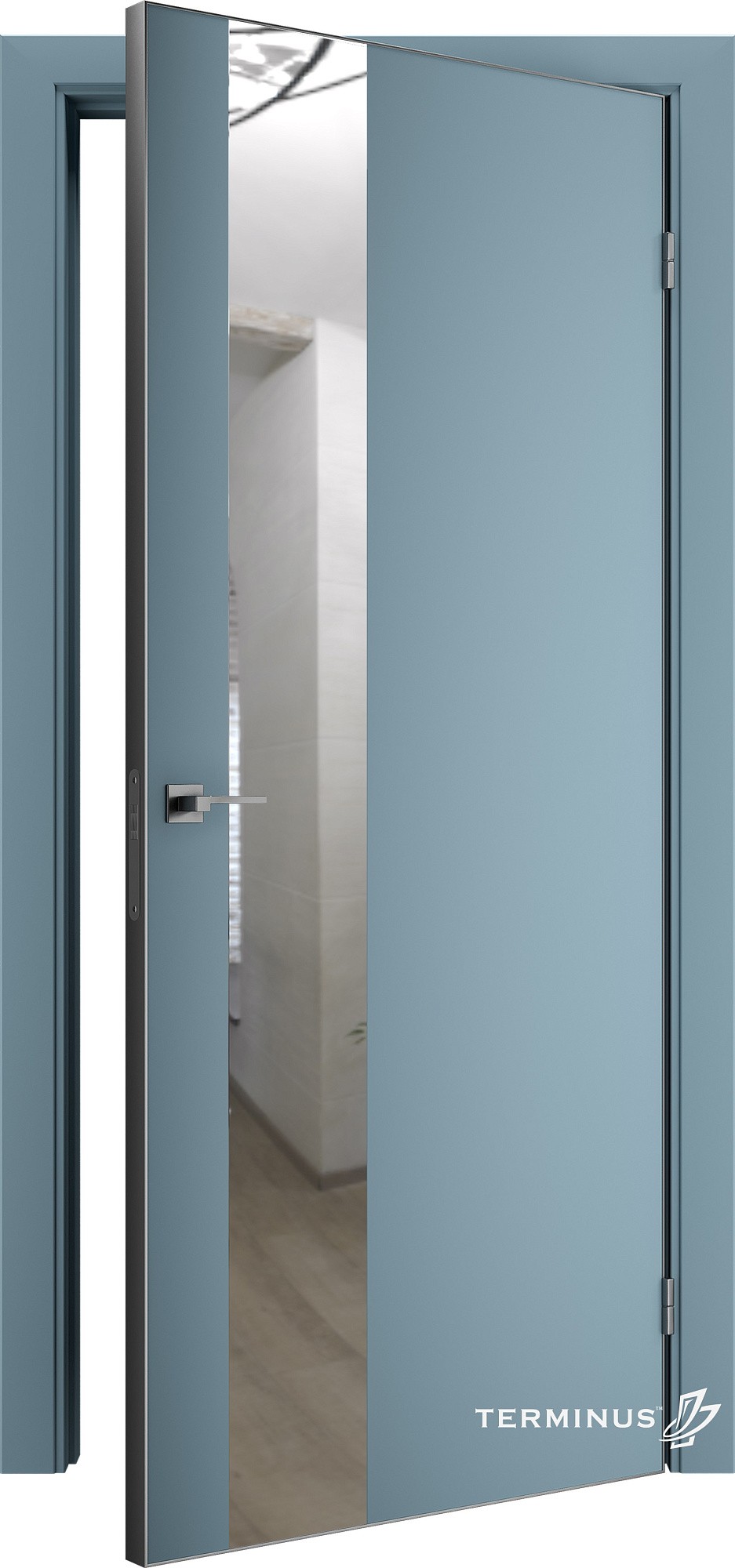 Двері модель 803 Аквамарин (дзеркало срібло) №1