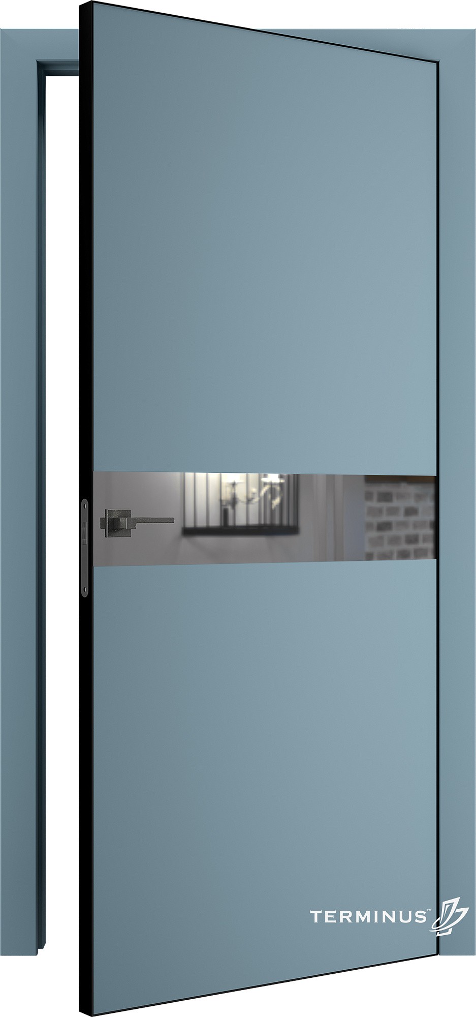 Двери модель 806 Аквамарин (зеркало серебро) №1