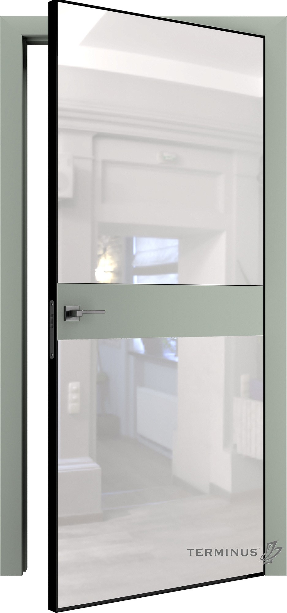 Двери модель 805 Оливин (планилак белый) №1