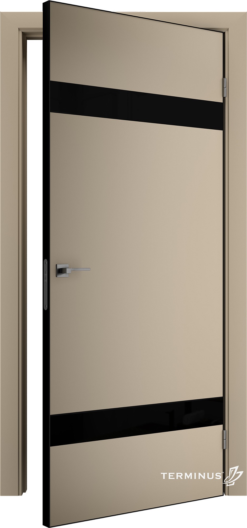 Двері модель 810 Магнолія (планілак чорний) №1