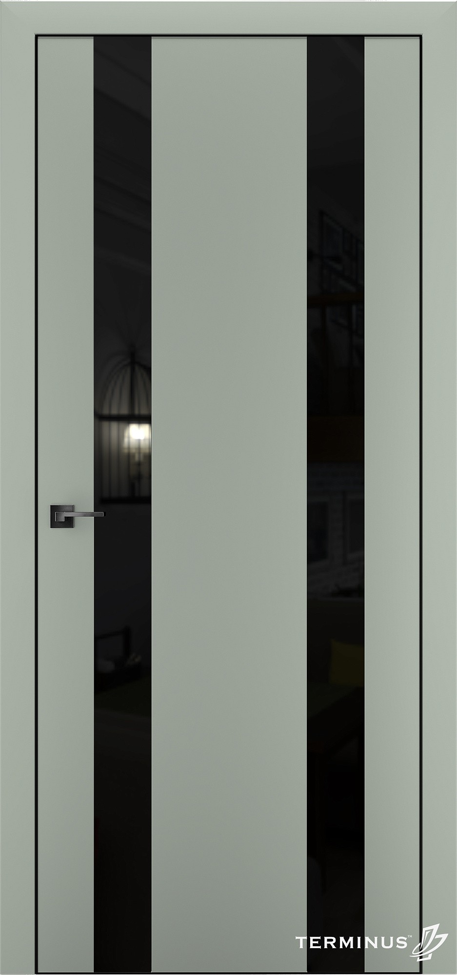 Двери модель 811 Чёрный (планилак белый)