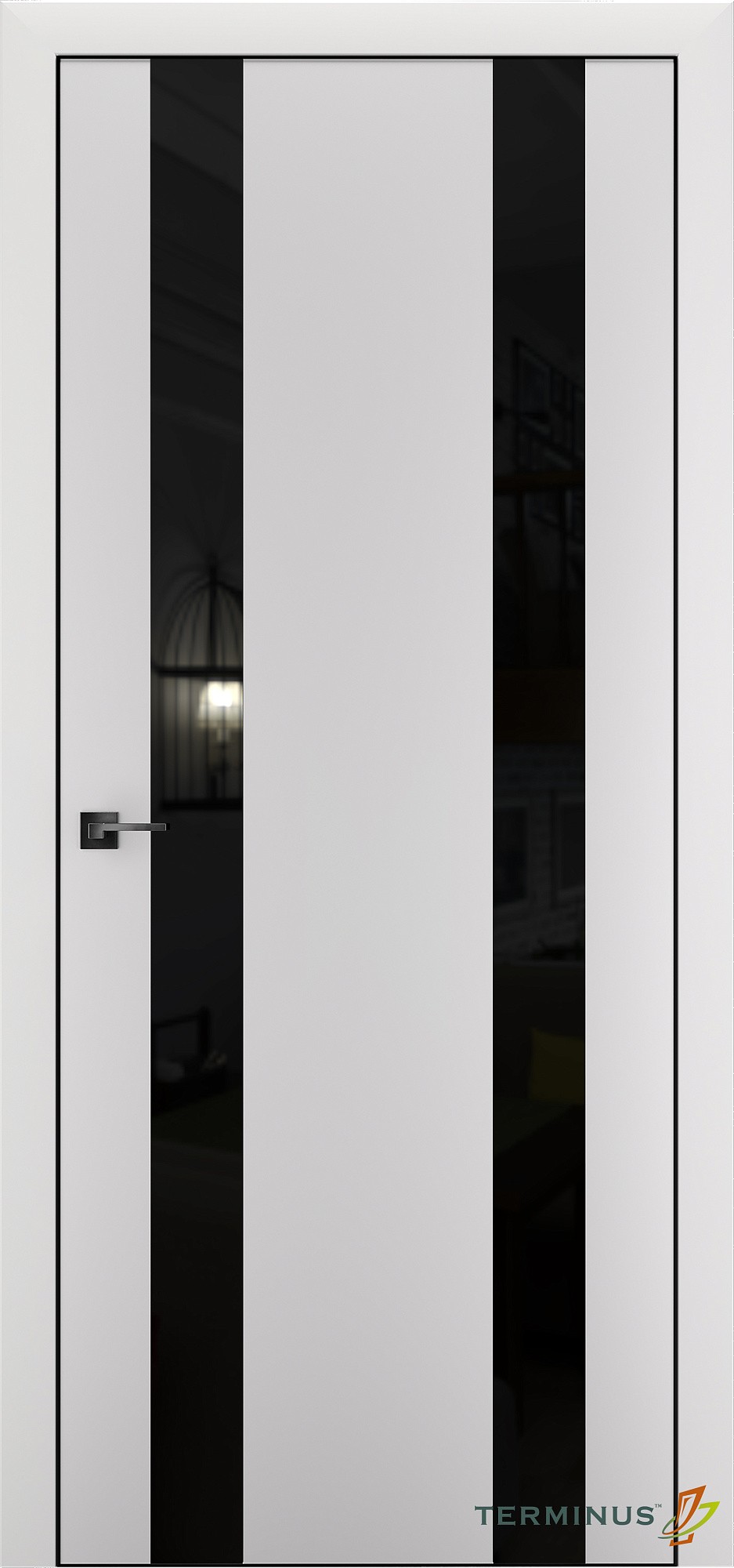 Двери модель 811 Белые (планилак чёрный)