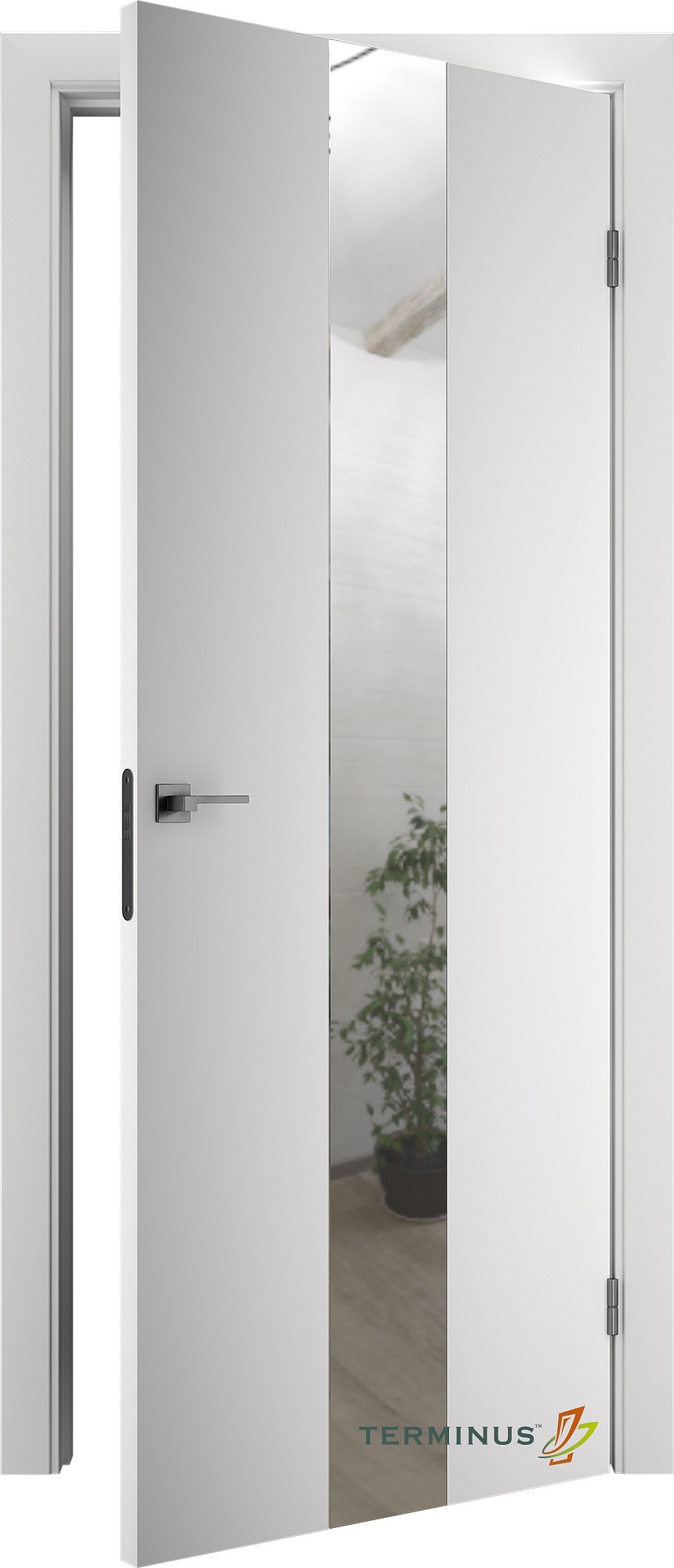 Двері модель 804 Магнолія (дзеркало срібло) №1