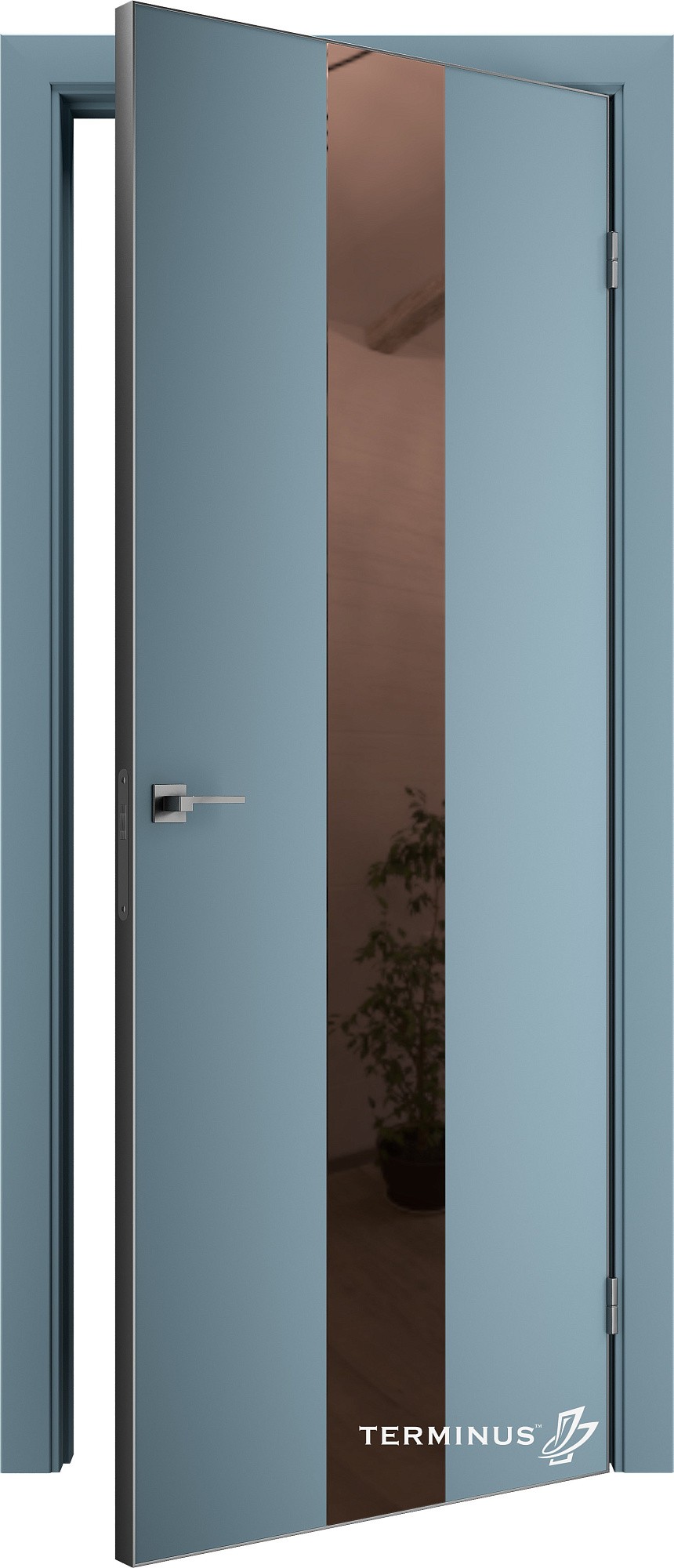 Двери модель 804 Аквамарин (зеркало бронза) №1