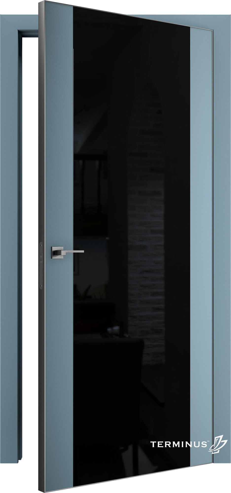 Двері модель 808 Аквамарин (планілак чорний) №1