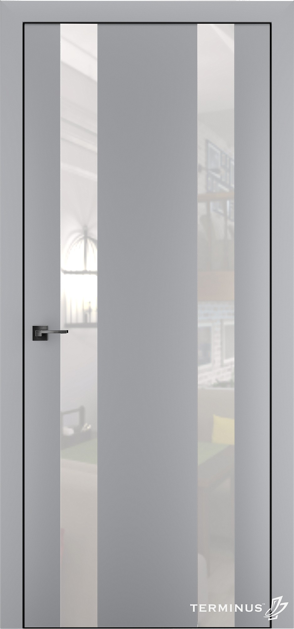Двери модель 811 Серые (планилак  белый)