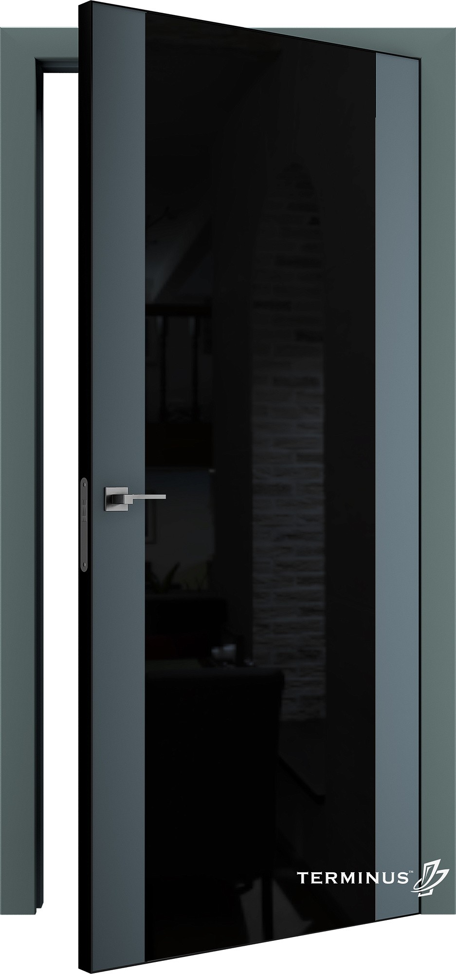 Двери модель 808 Малахит (планилак чёрный) №1