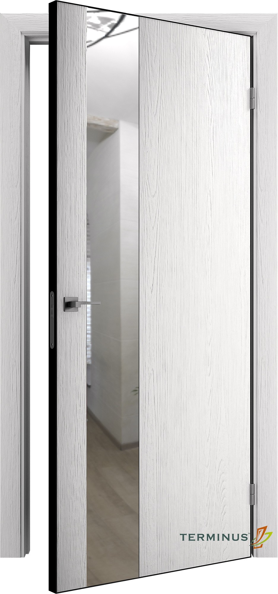 Двери модель 803 Арктика (зеркало серебро) №1