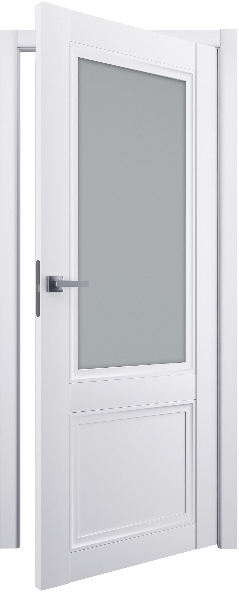 Двери модель 402 Белый матовый (застекленная) №1