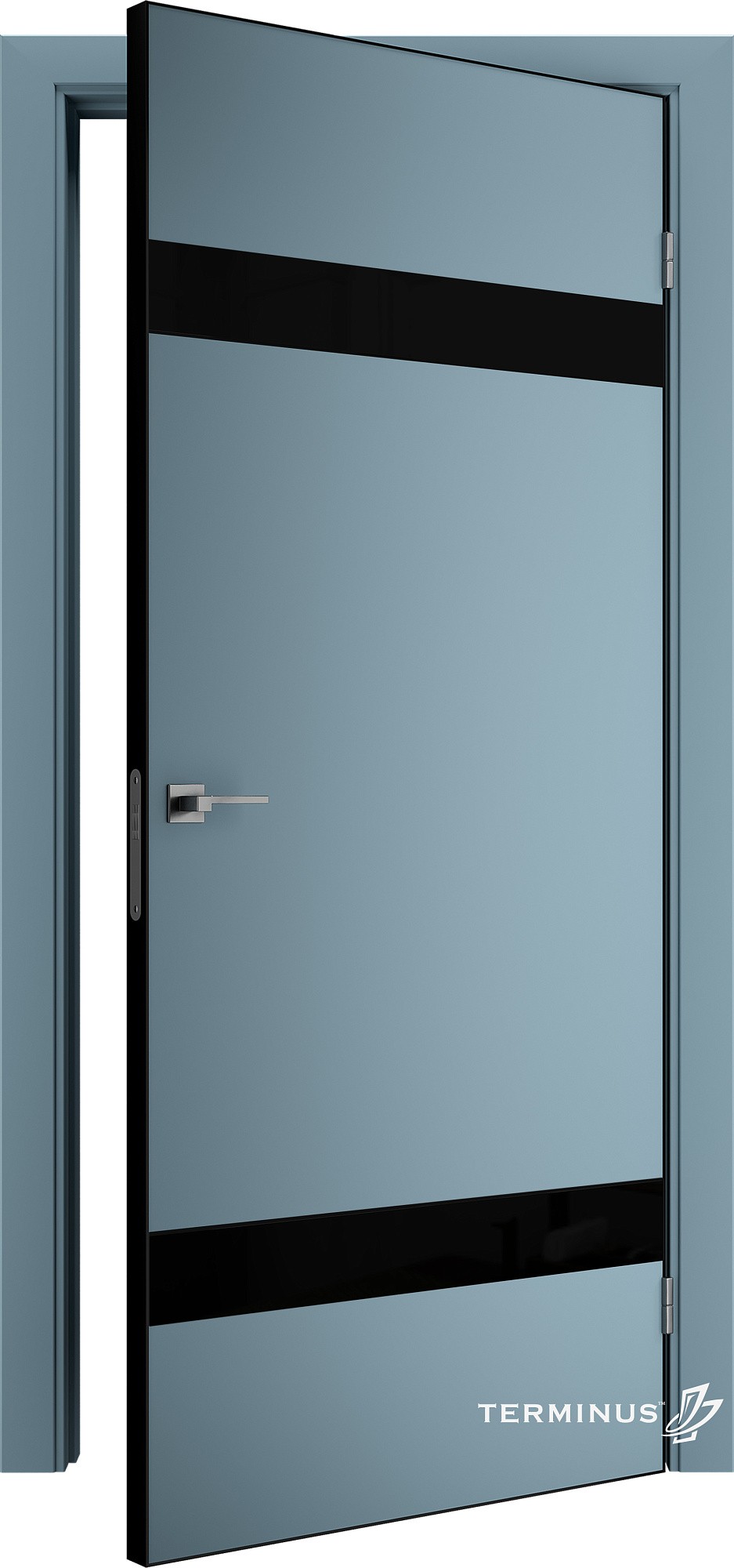 Двери модель 810 Аквамарин (планилак чёрный) №1