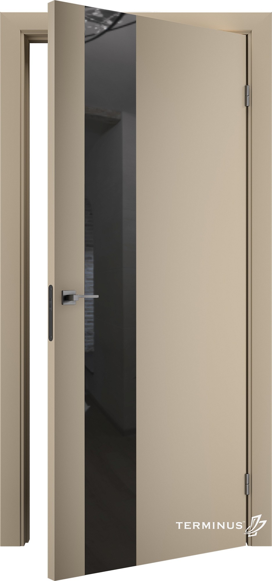 Двери модель 803 Магнолия (зеркало графит) №1