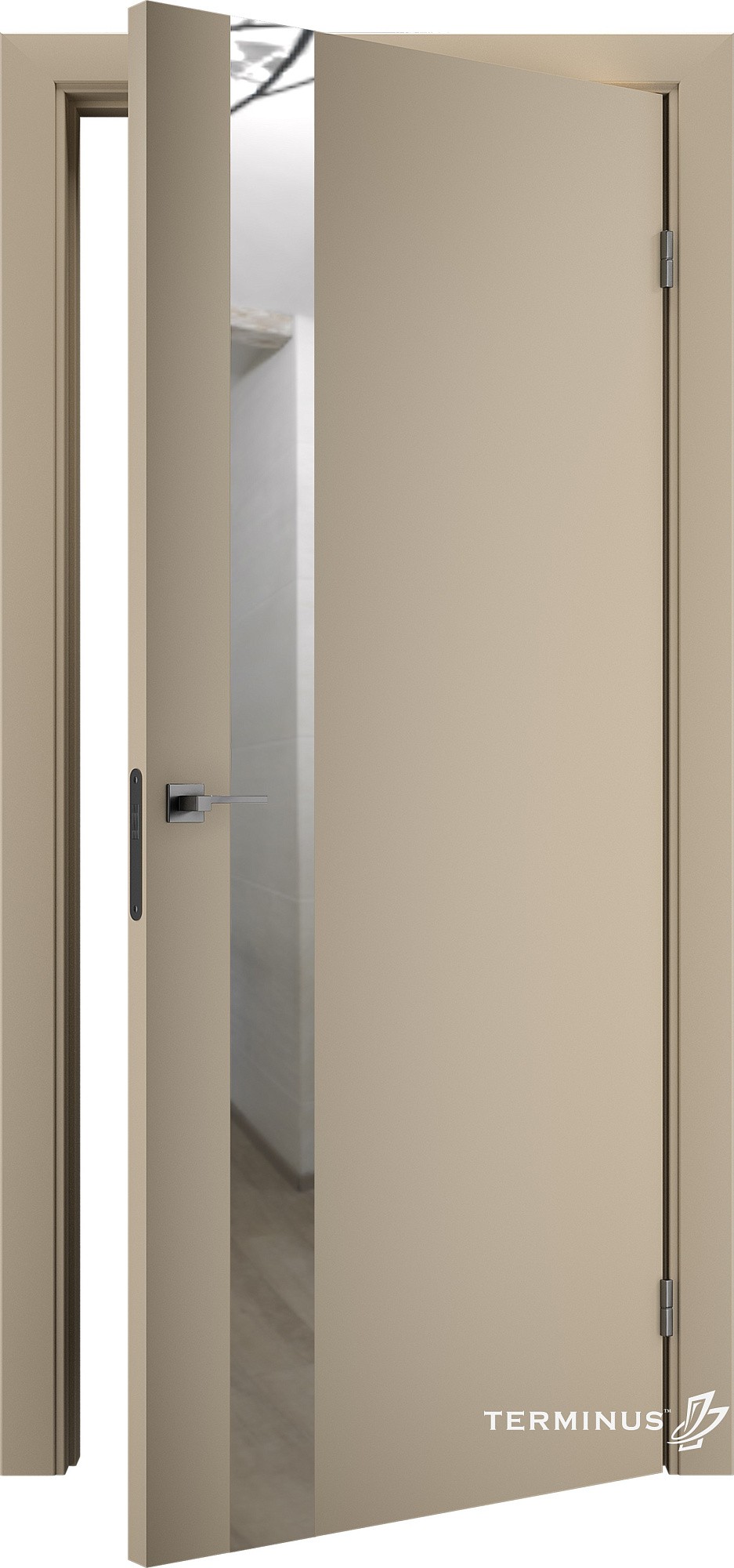 Двері модель 802 Магнолія (дзеркало срібло) №1