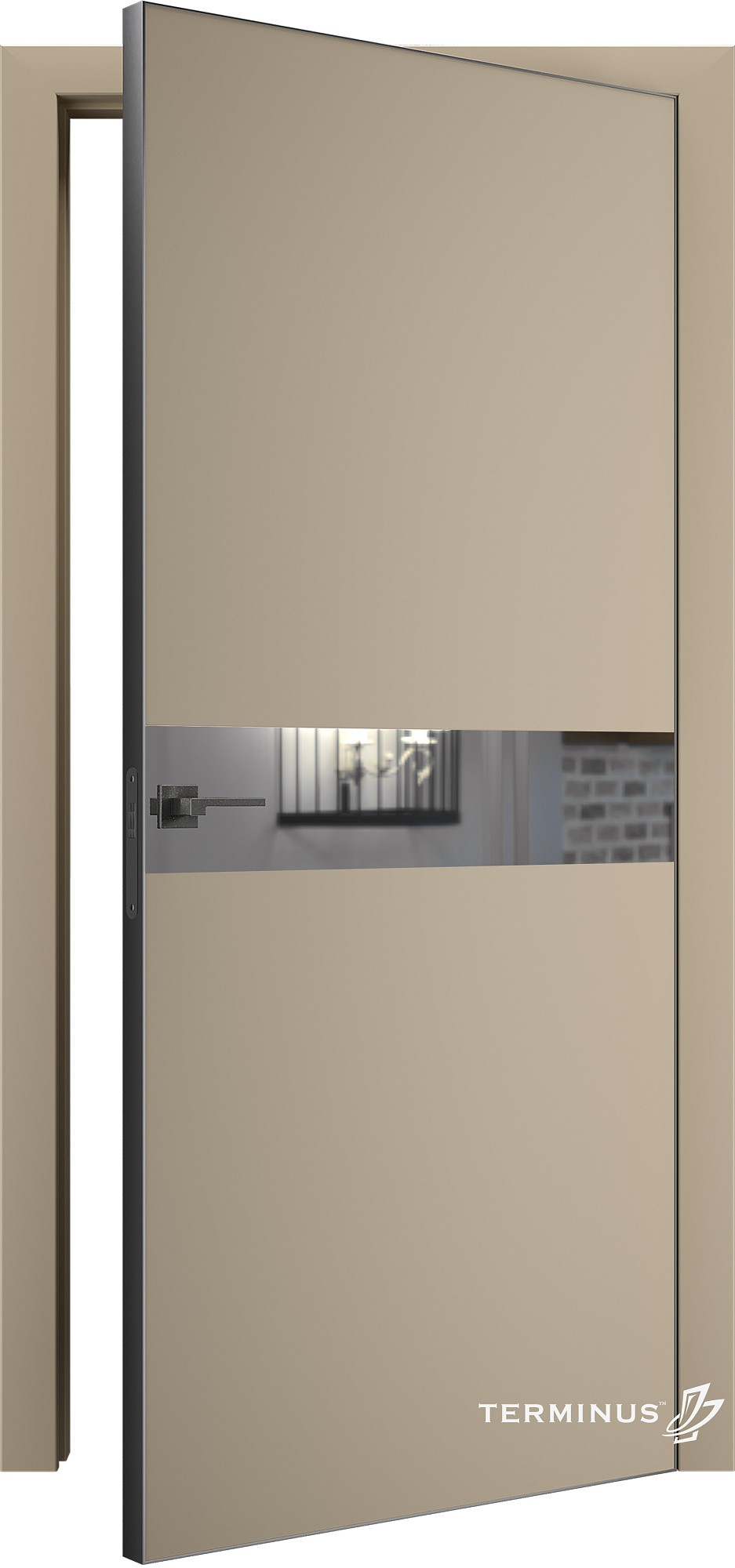 Двері модель 806 Магнолія (дзеркало срібло) №1
