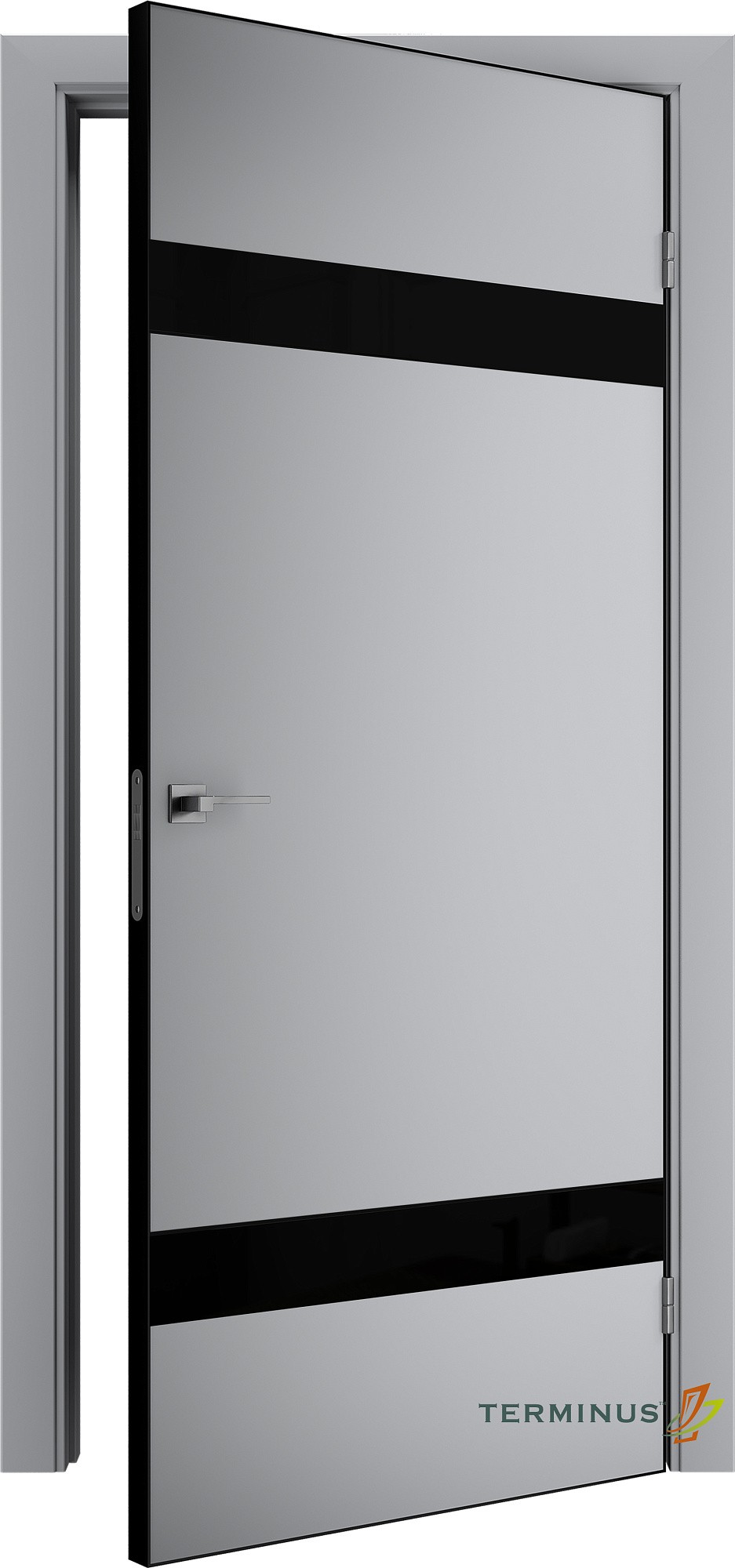 Двері модель 810 Сірі (планілак чорний) №1