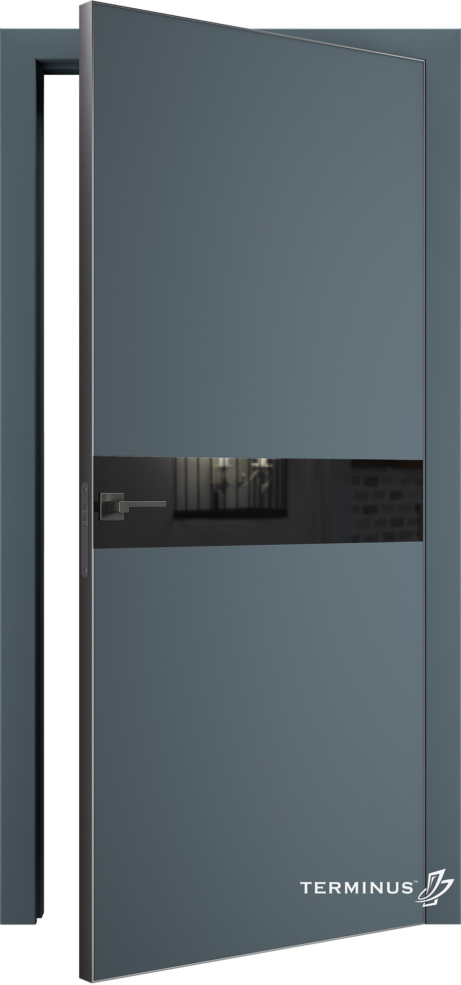 Двери модель 806 Малахит (зеркало графит) №1