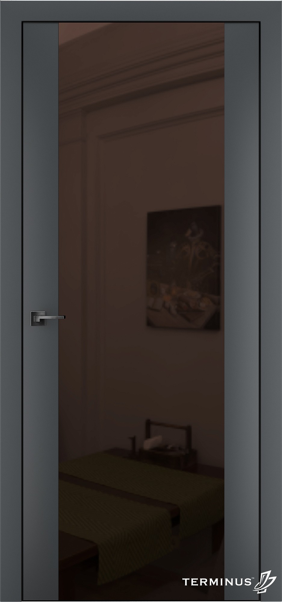 Двері модель 808 Антрацит (дзеркало бронза)