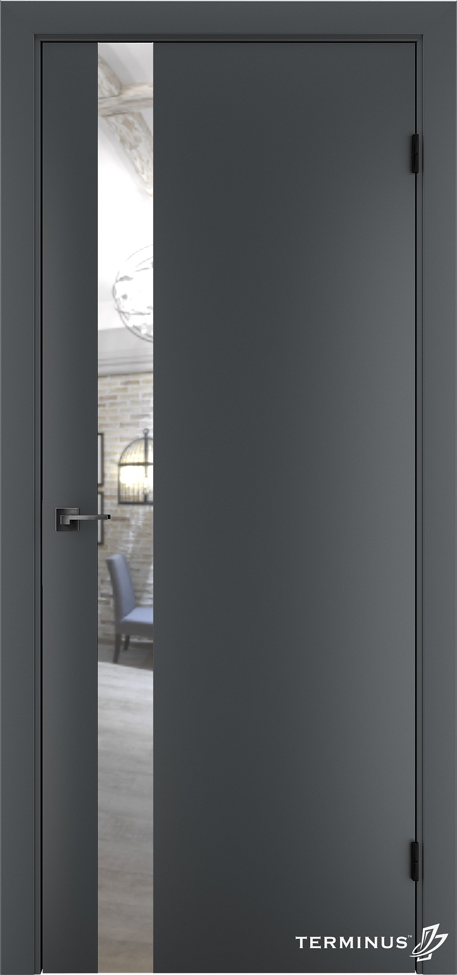 Двери модель 802 Антрацит (зеркало серебро)
