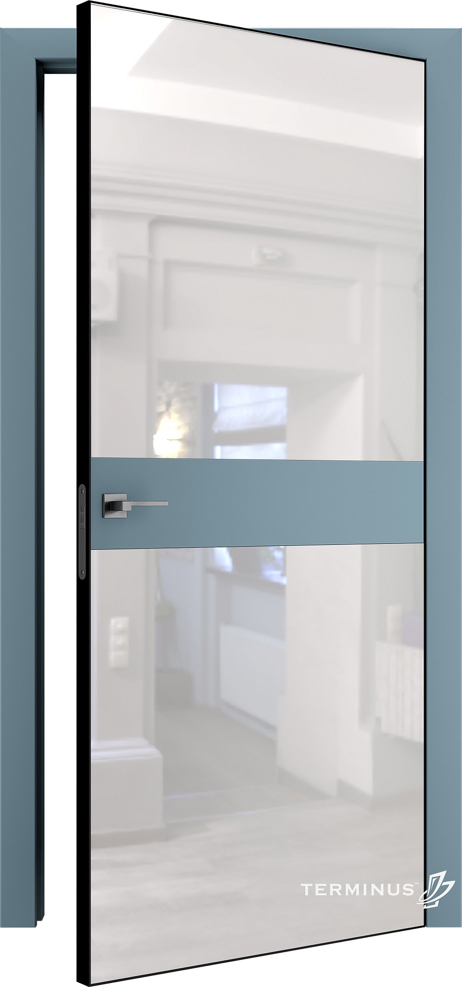Двері модель 805 Аквамарин (планілак білий) №1