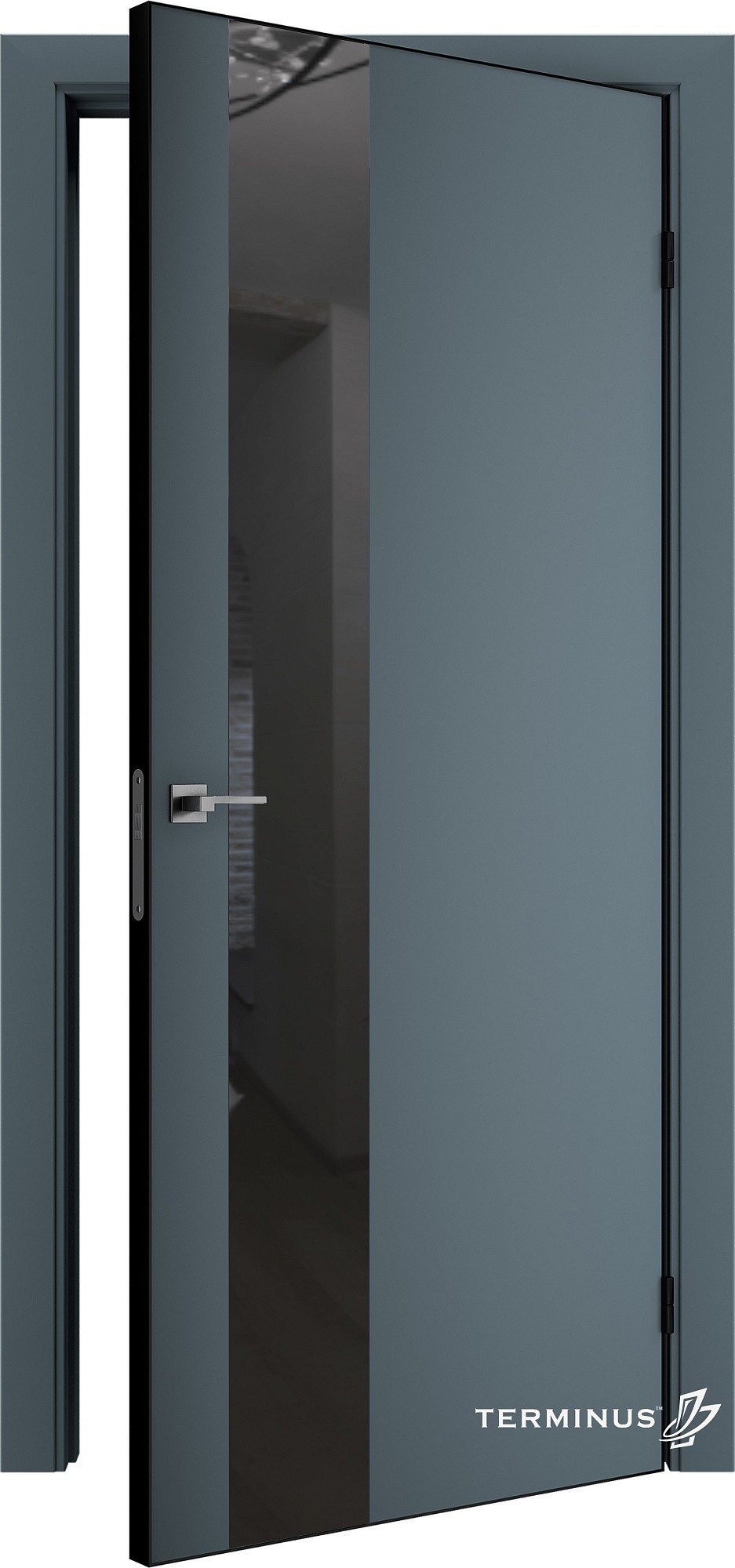 Двери модель 803 Малахит (зеркало графит) №1