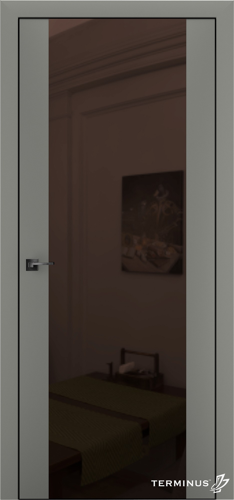 Двері модель 808 Онікс (дзеркало бронза)