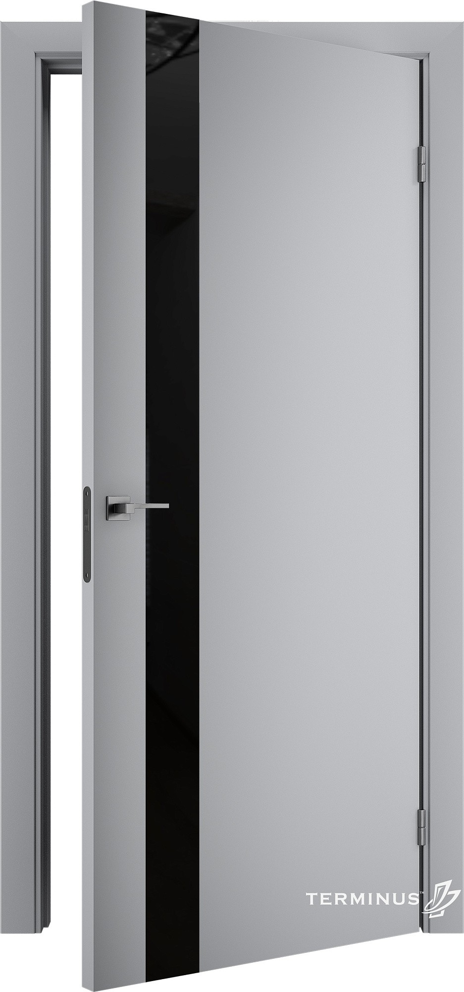 Двери модель 802 Серые (планилак чёрный) №1