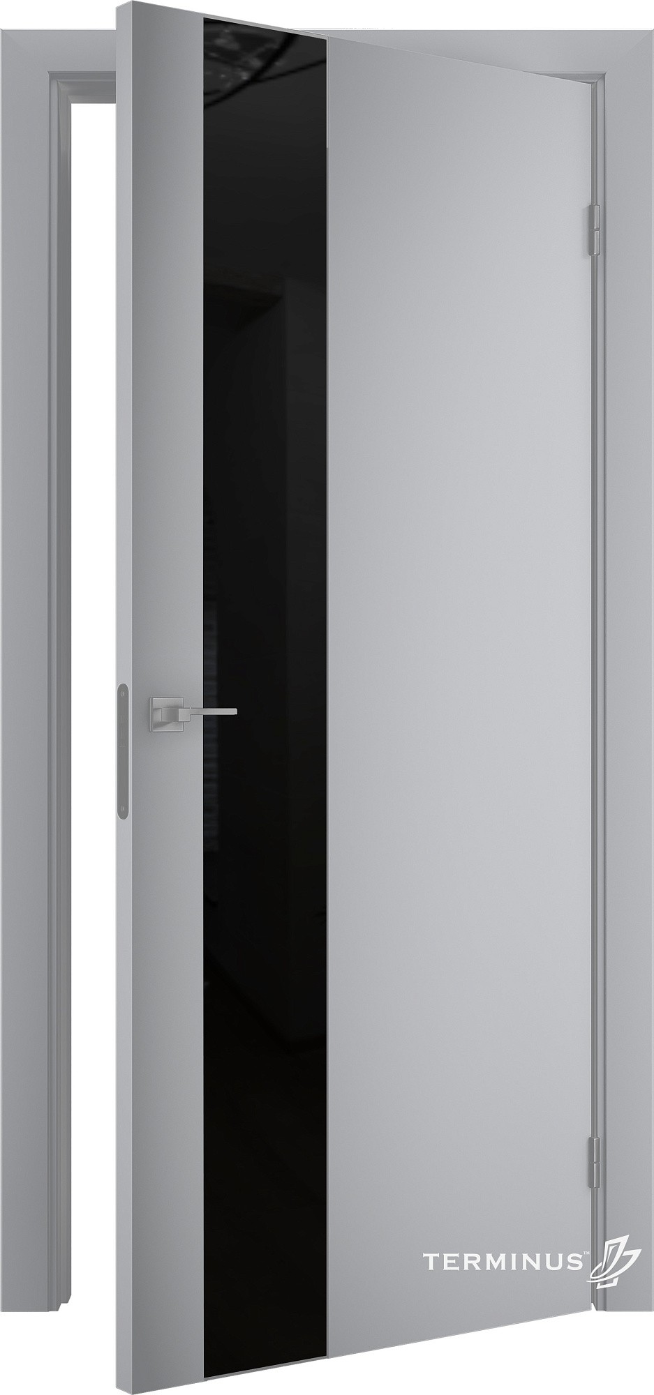 Двері модель 803 Сірі (планілак чорний) №1