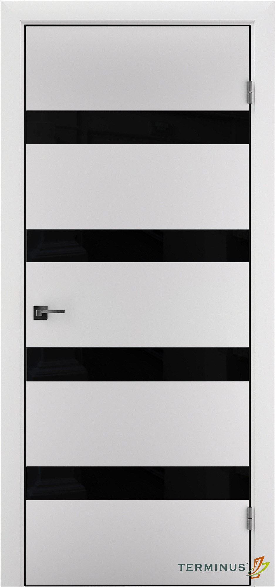 Двери модель 809 Белые (планилак чёрный)