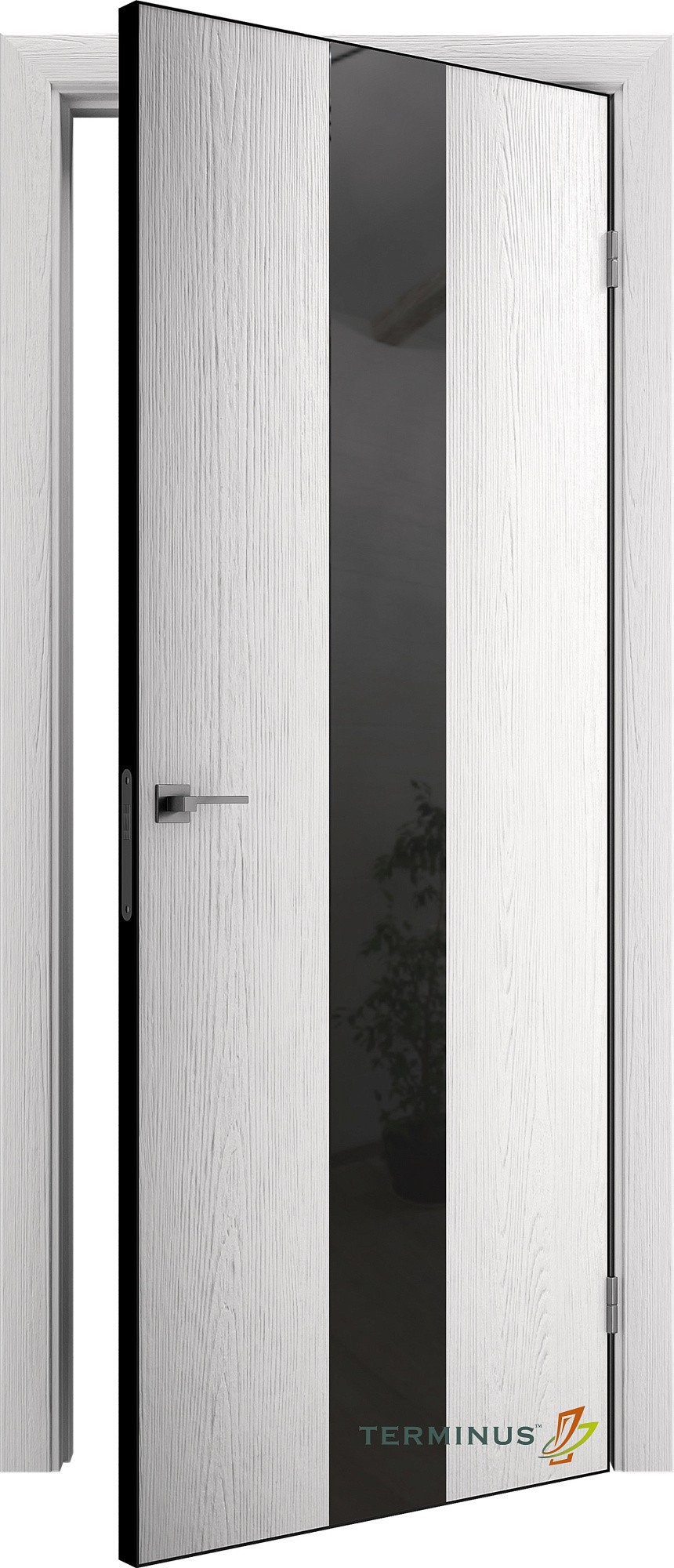 Двери модель 804 Арктика (зеркало чёрное) №1