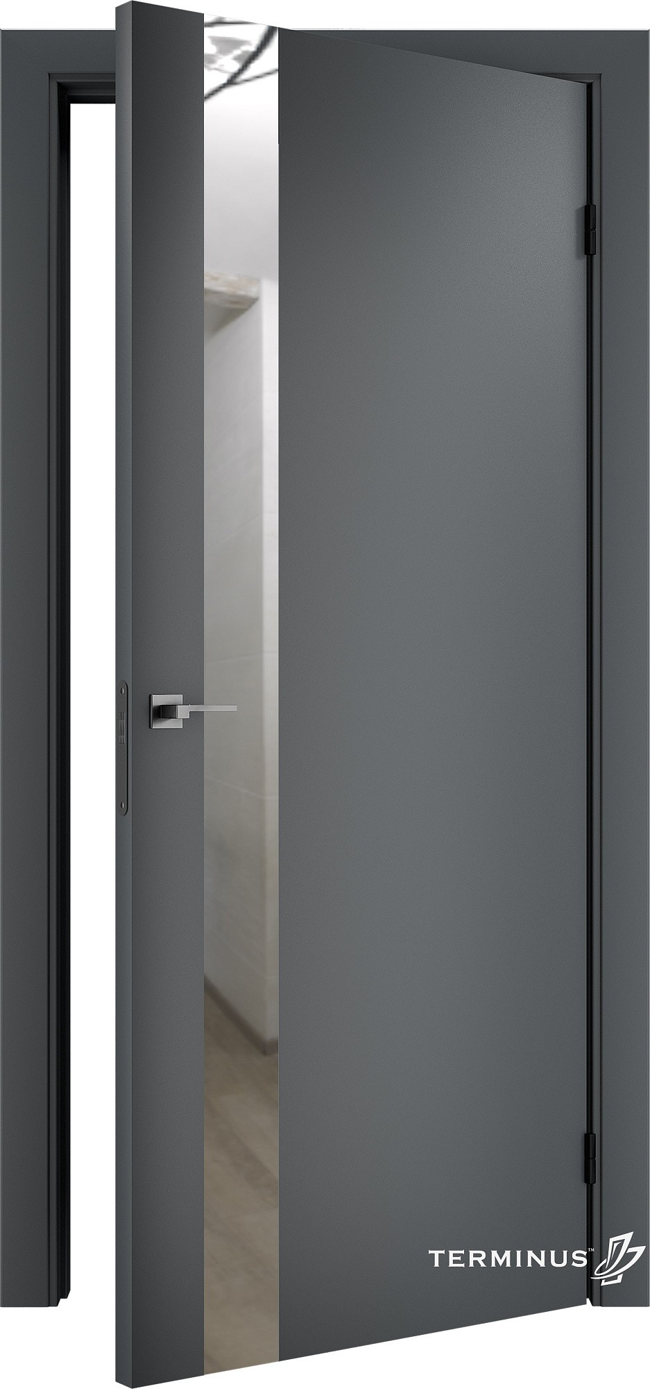 Двери модель 802 Антрацит (зеркало серебро) №1