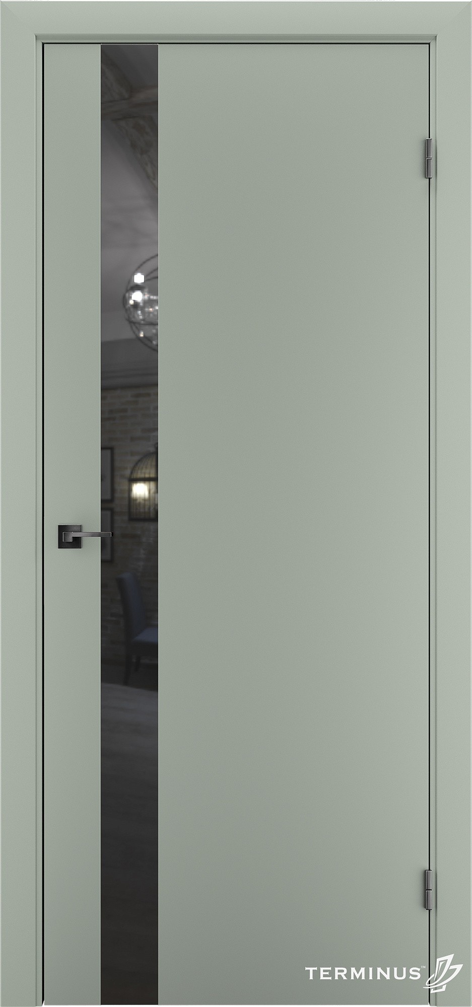 Двери модель 802 Оливин (зеркало графит)