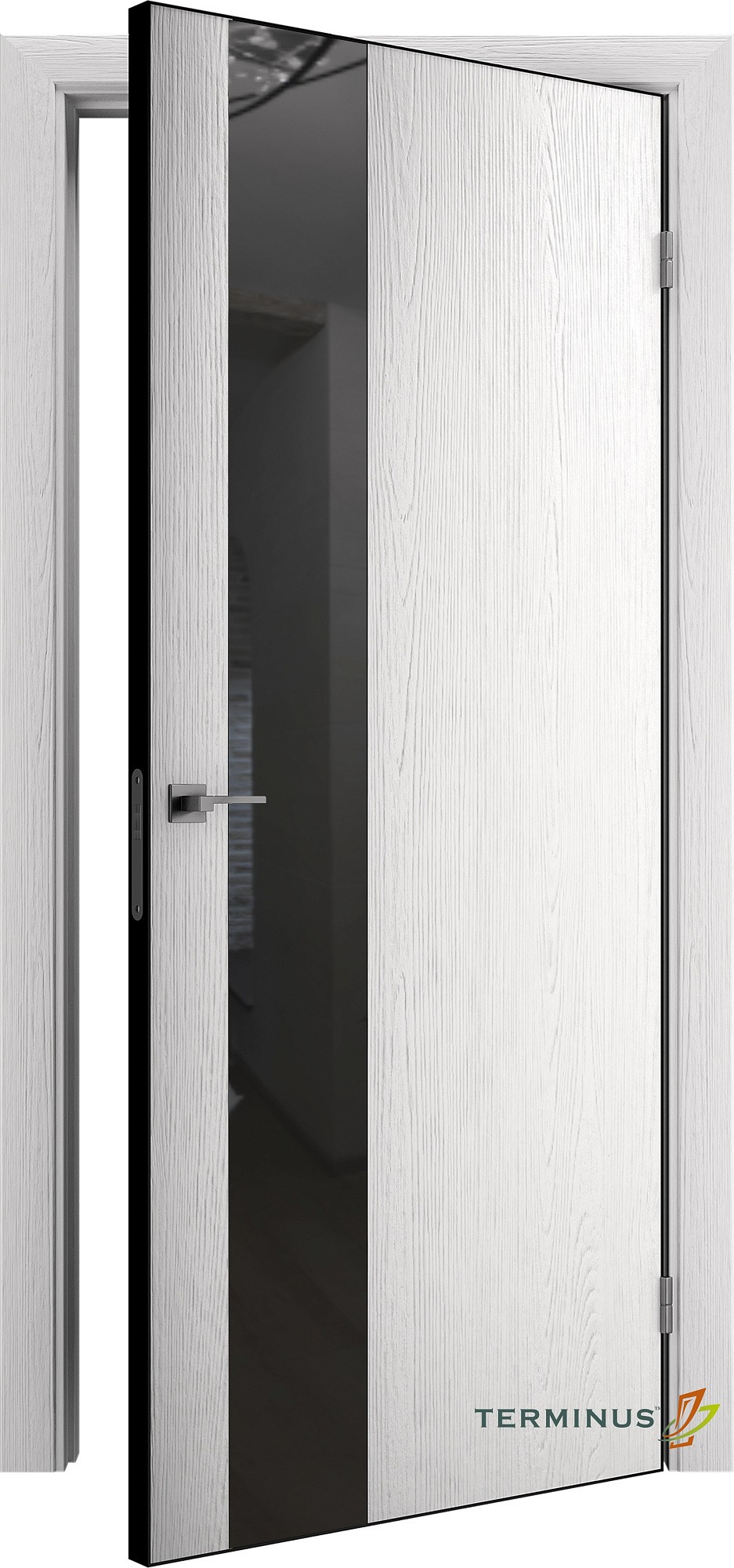 Двери модель 803 Арктика (зеркало графит) №1