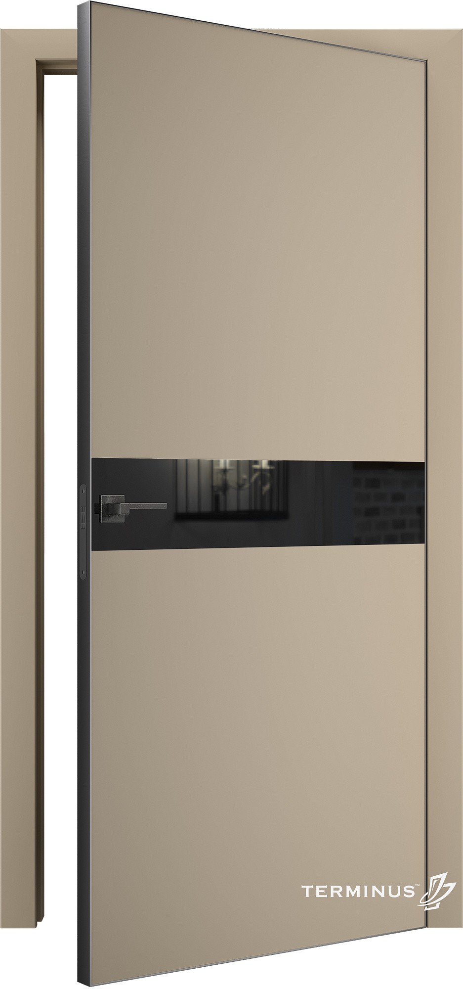 Двери модель 806 Магнолия (зеркало графит) №1