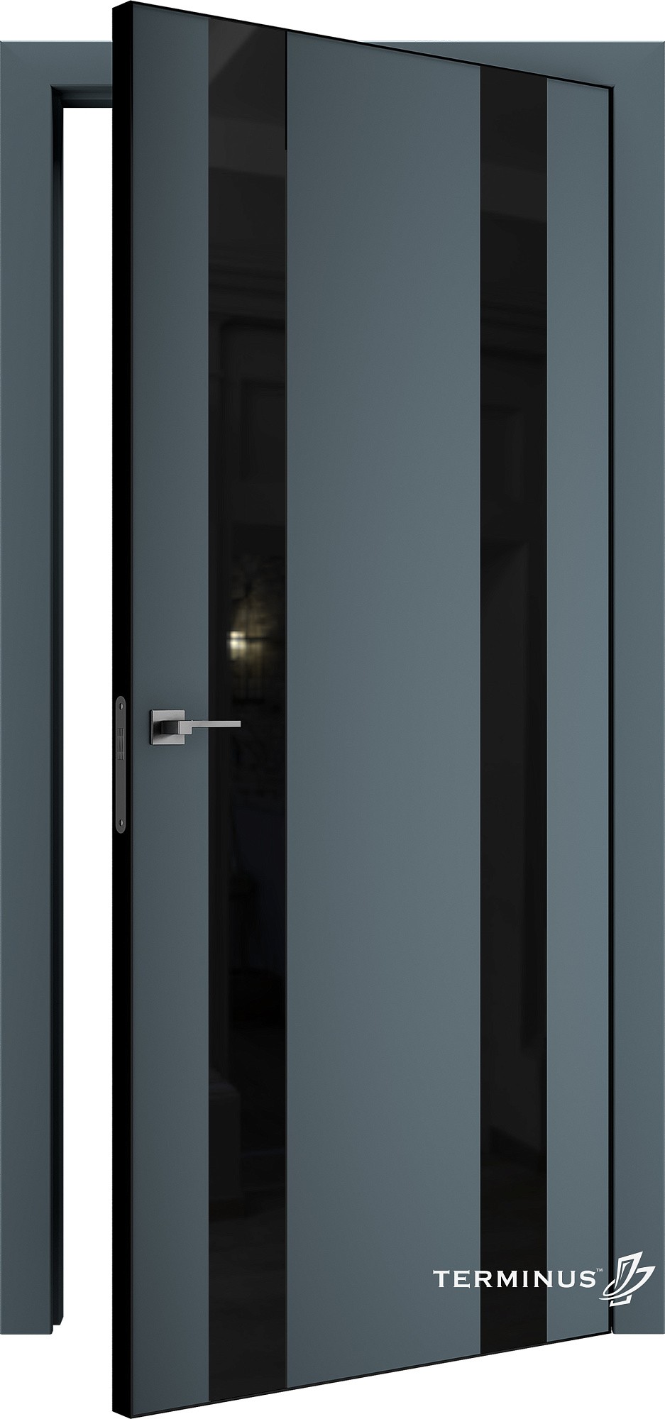 Двери модель 811 Малахит (планилак чёрный) №1