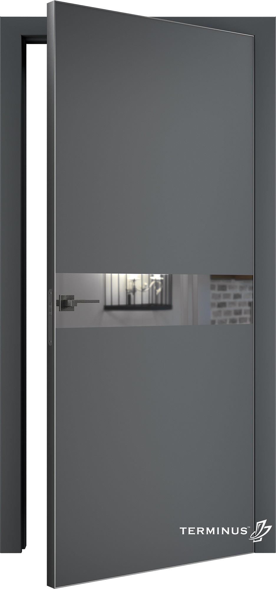 Двери модель 806 Антрацит (зеркало серебро) №1