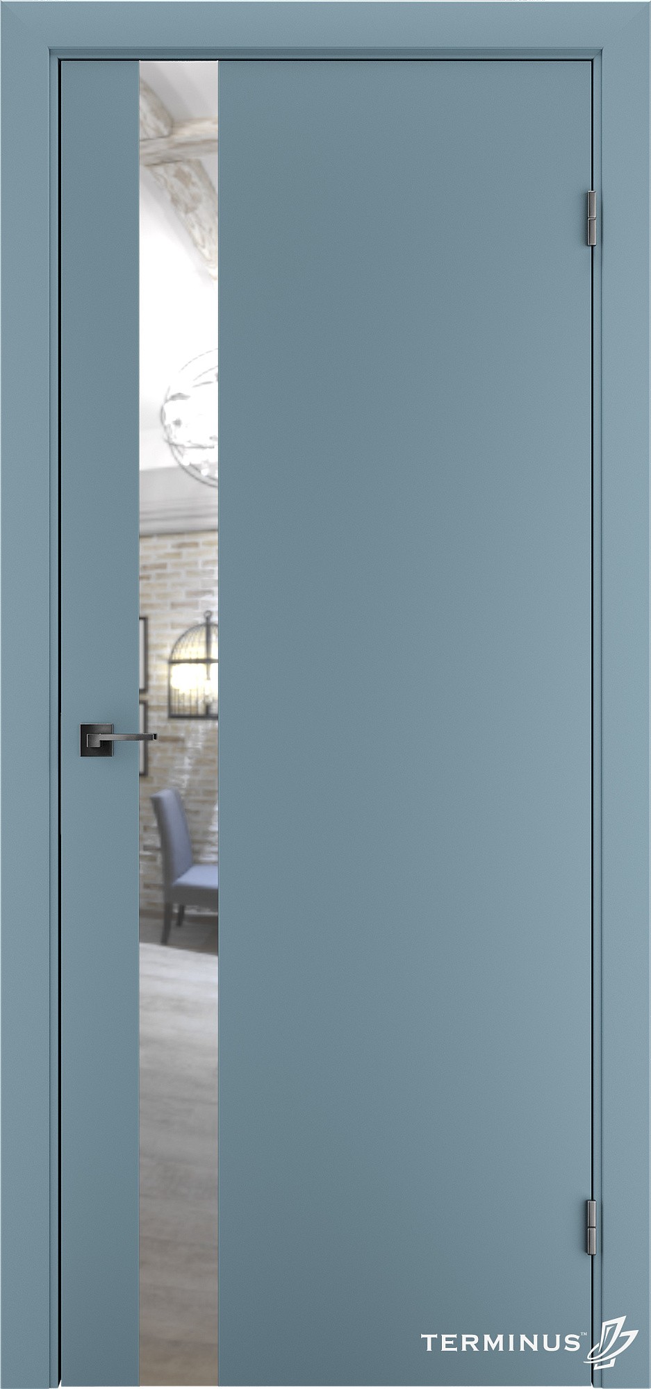 Двери модель 802 Аквамарин (зеркало серебро)