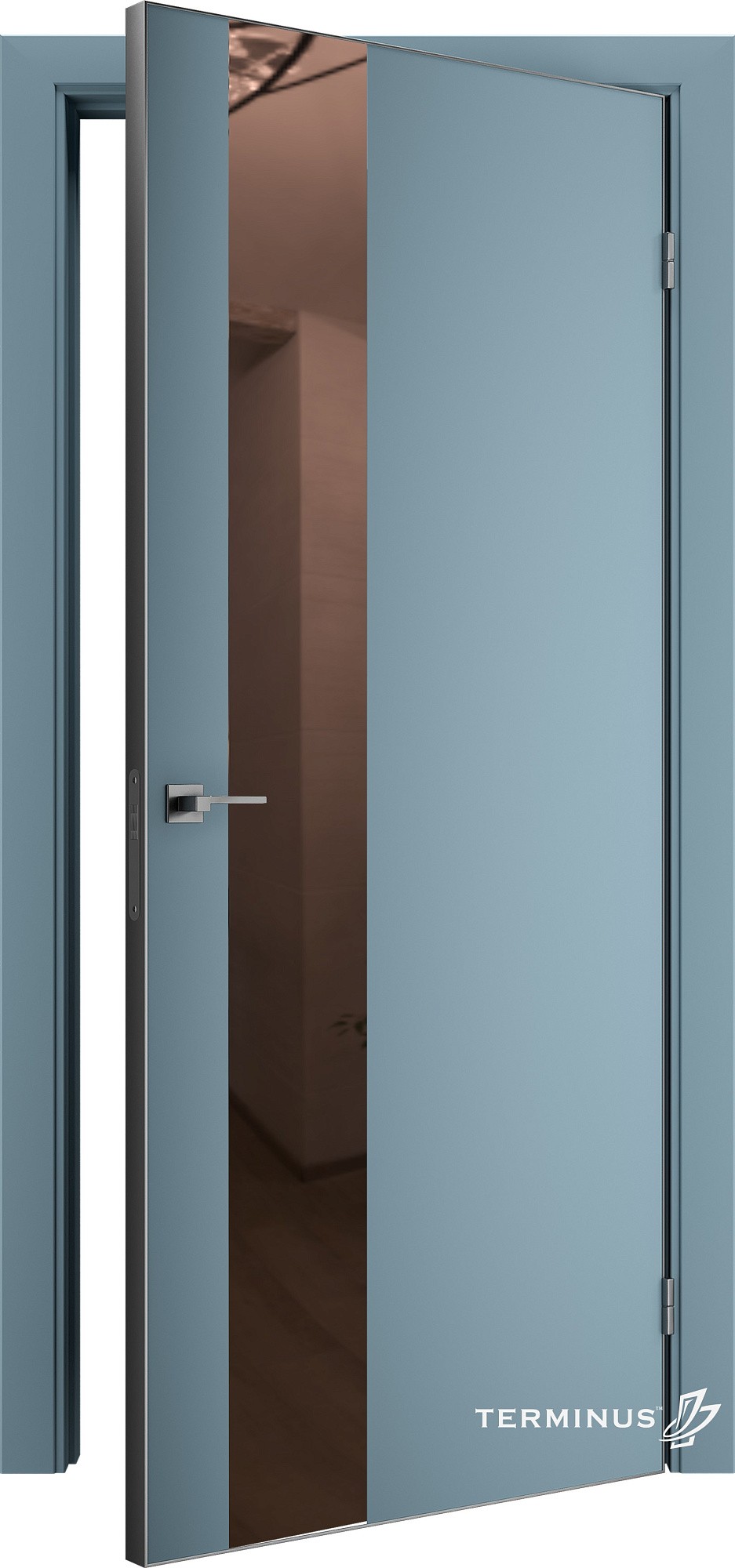 Двери модель 803 Аквамарин (зеркало бронза) №1