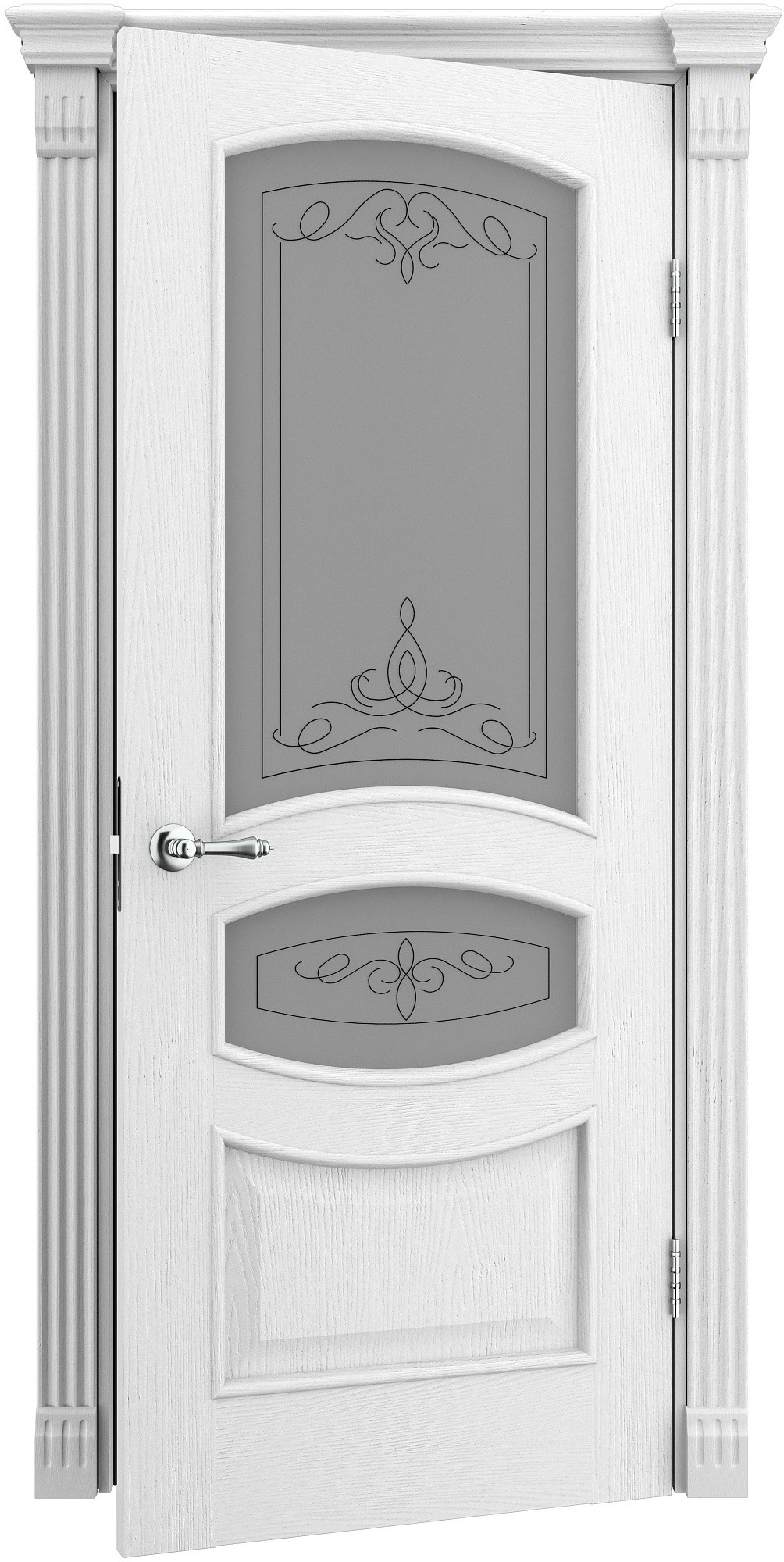 Двери модель 50 Ясень белый Эмаль (застекленная) №1