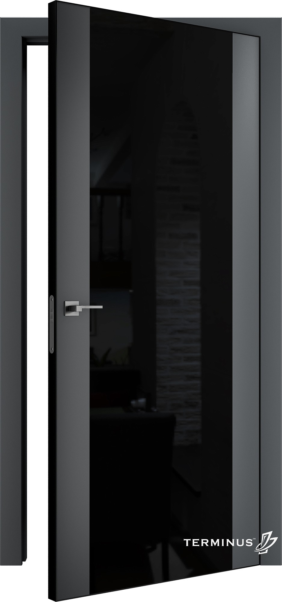 Двері модель 808 Антрацит (планілак чорний) №1