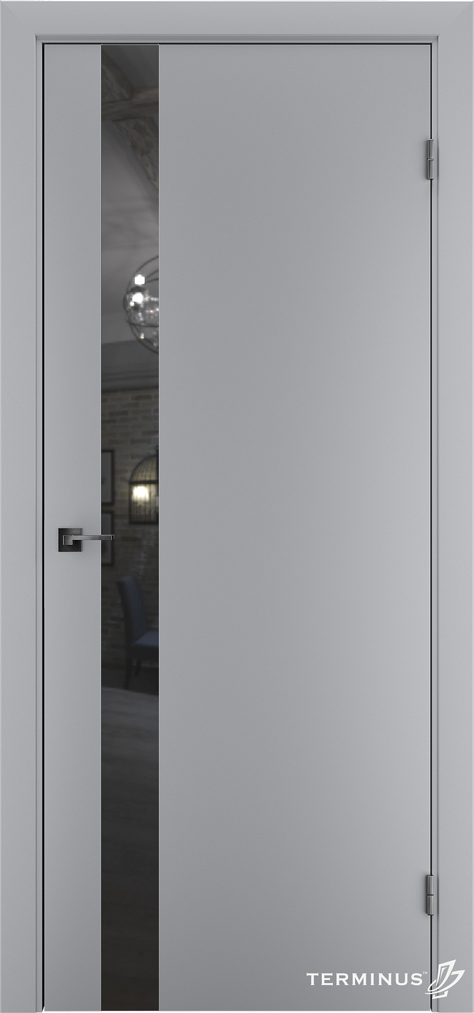 Двери модель 802 Серые (зеркало графит)