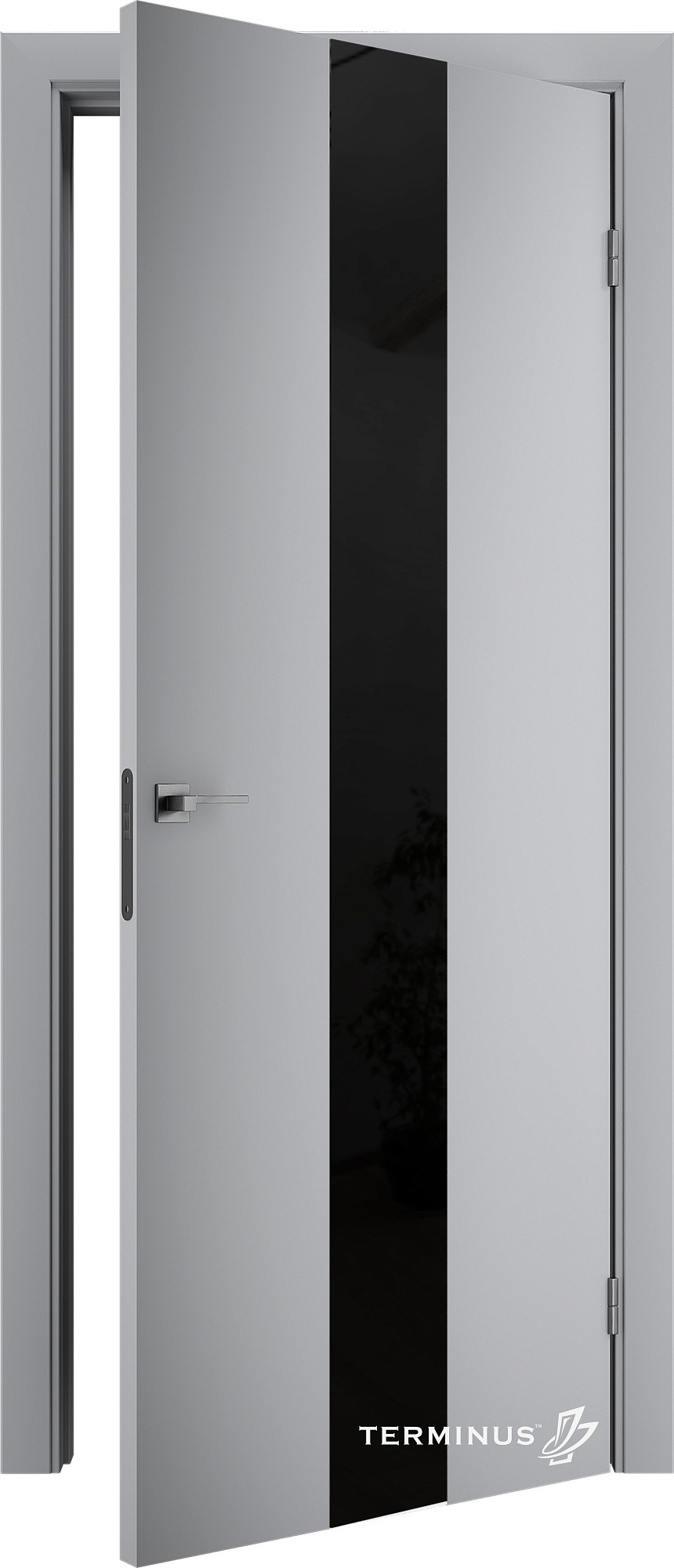 Двері модель 804 Сірі (планілак чорний) №1