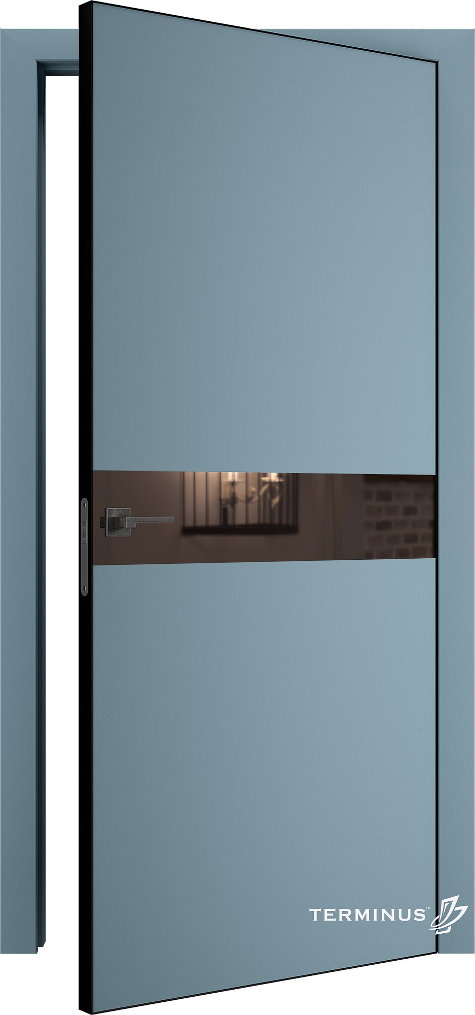 Двери модель 806 Аквамарин (зеркало бронза) №1