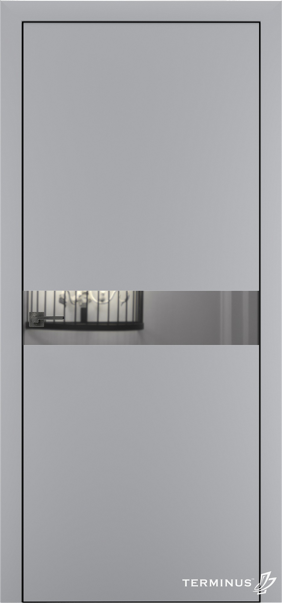 Двери модель 806 Серые (зеркало серебро)