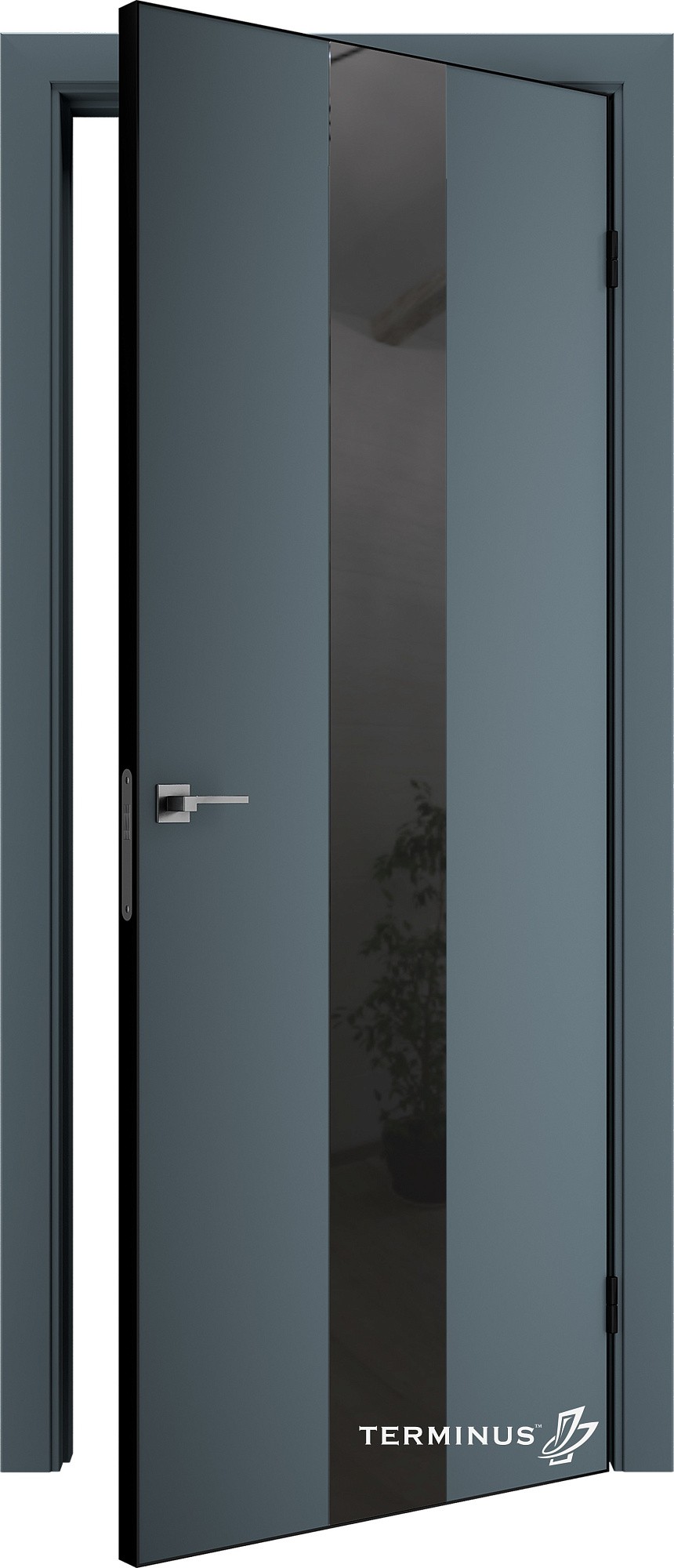 Двери модель 804 Малахит (зеркало графит) №1